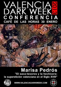 Cartel de la conferencia de Marisa Pedrós (Valencia Dark Week 2013)"