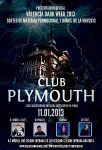 Cartel de la fiesta presentación de Valencia Dark Week 2013 en Club Plymouth