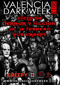 Cartel del ciclo de cine de Terror y Ficción en el pub Creepy (Valencia Dark Week 2013)