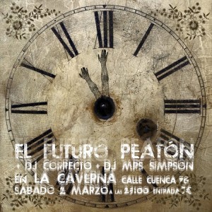 Cartel del concierto de El Futuro Peatón en La Caverna (02 marzo 2013)