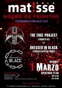Cartel del concierto de The Edge Project y Dressed In Black (marzo 2013)