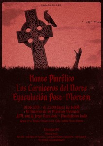 Cartel del concierto de Kante Pinrelico, los Carniceros del Norte y Eyaculacion Post-Mortem