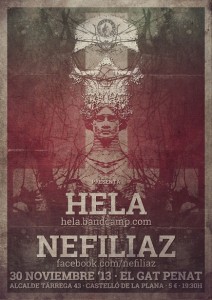 Cartel del concierto de Hela y Nefiliaz en El Gat Penat (30-nov-2013)