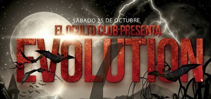 Fragmento de cartel para la fiesta Evolution en El Oculto Club (25 octubre 2014)
