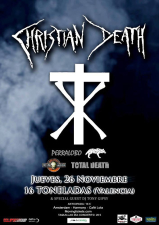 Cartel del concierto de Christian Death en Valencia (26 noviembre 2015)