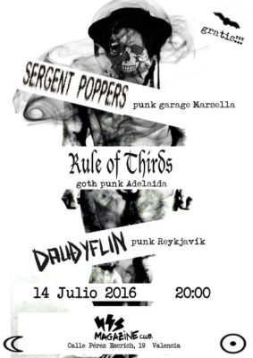 Cartel para el concierto de Sergent Poppers, Rule of Thirds y Dauðyflin