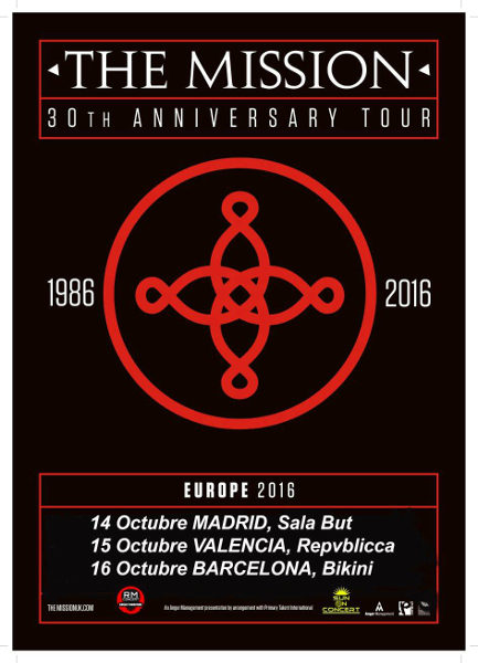 Cartel de The Mission 30th Anniversary Tour - España (2016)