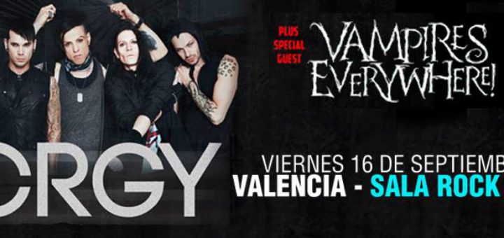 Cabecera promocional del concierto de Orgy y Vampires Everywhere! en Valencia (2016)