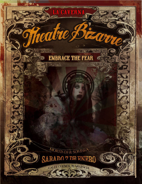 Cartel de la fiesta Theatre Bizarre (7 enero 2016, Valencia)