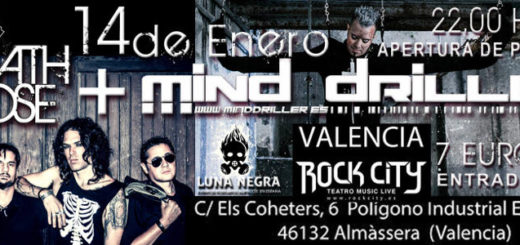 Segundo cartel del concierto de Mind Driller y Death Rose (enero 2017 - Rock City, Valencia)