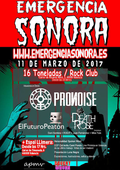 Cartel del festival Emergencia Sonora (Valencia, 11 marzo 2017)