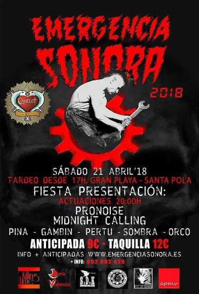 Cartel de la fiesta de presentación de Emergencia Sonora en Camelot (Santa Pola)
