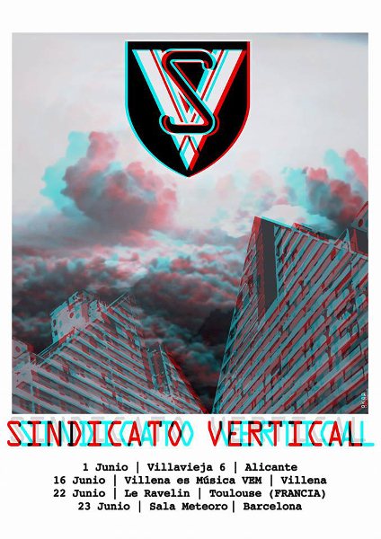 Cartel de los conciertos de Sindicato Vertical en junio de 2018