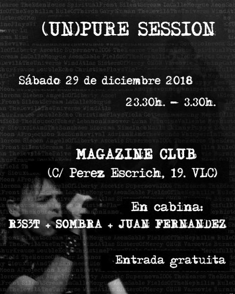 Cartel de (Un)Pure Session - Magazine club - diciembre 2018